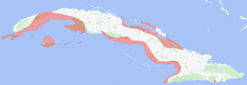 Range map of Crocodylus acutus